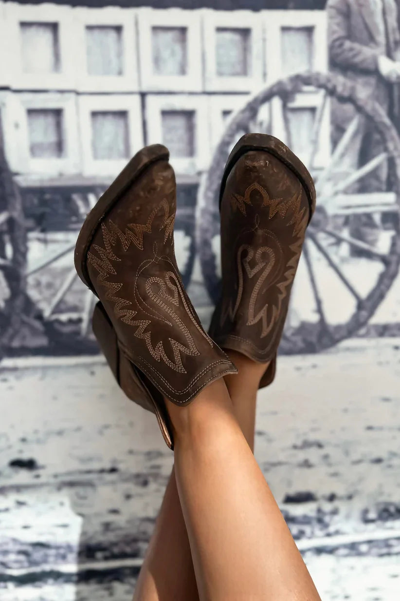 Naturally Distressed Brown Bootie