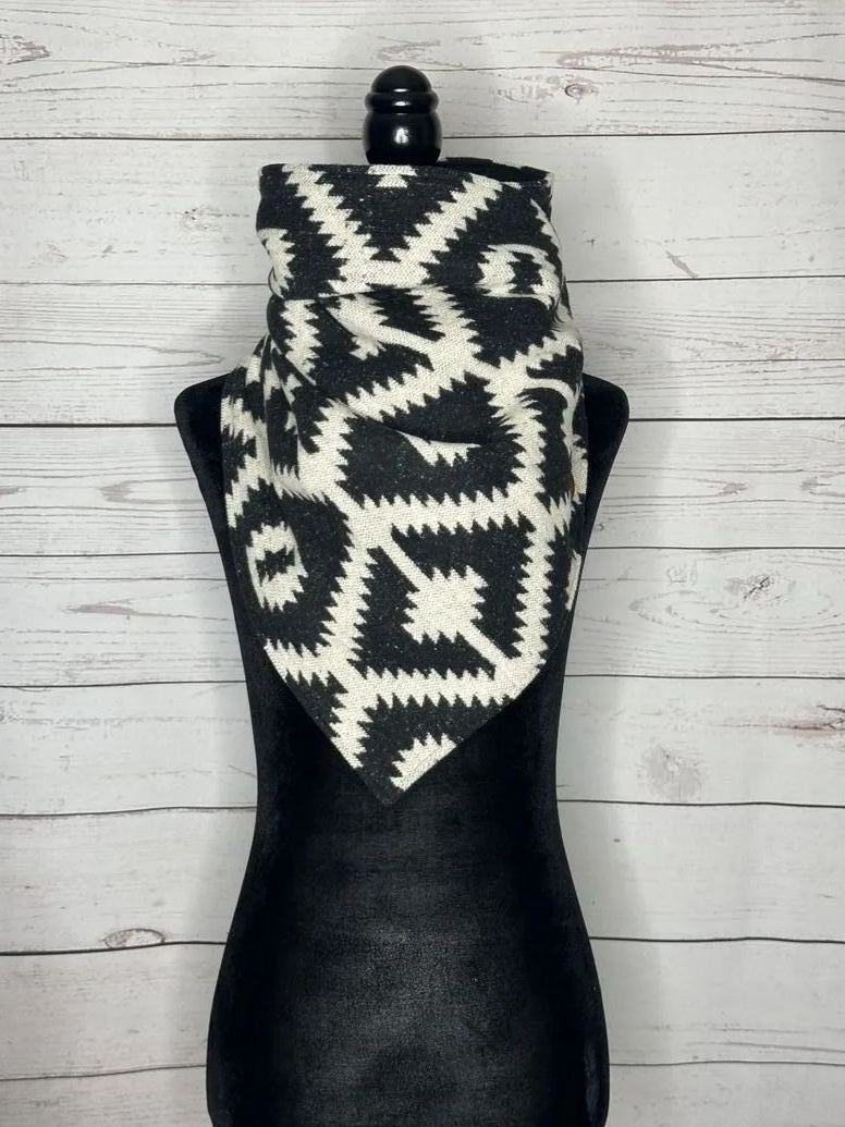 Black & White Western Aztec Warm Neck Hood
