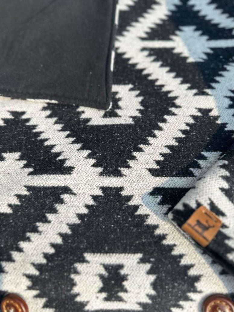 Black & White Western Aztec Warm Neck Hood