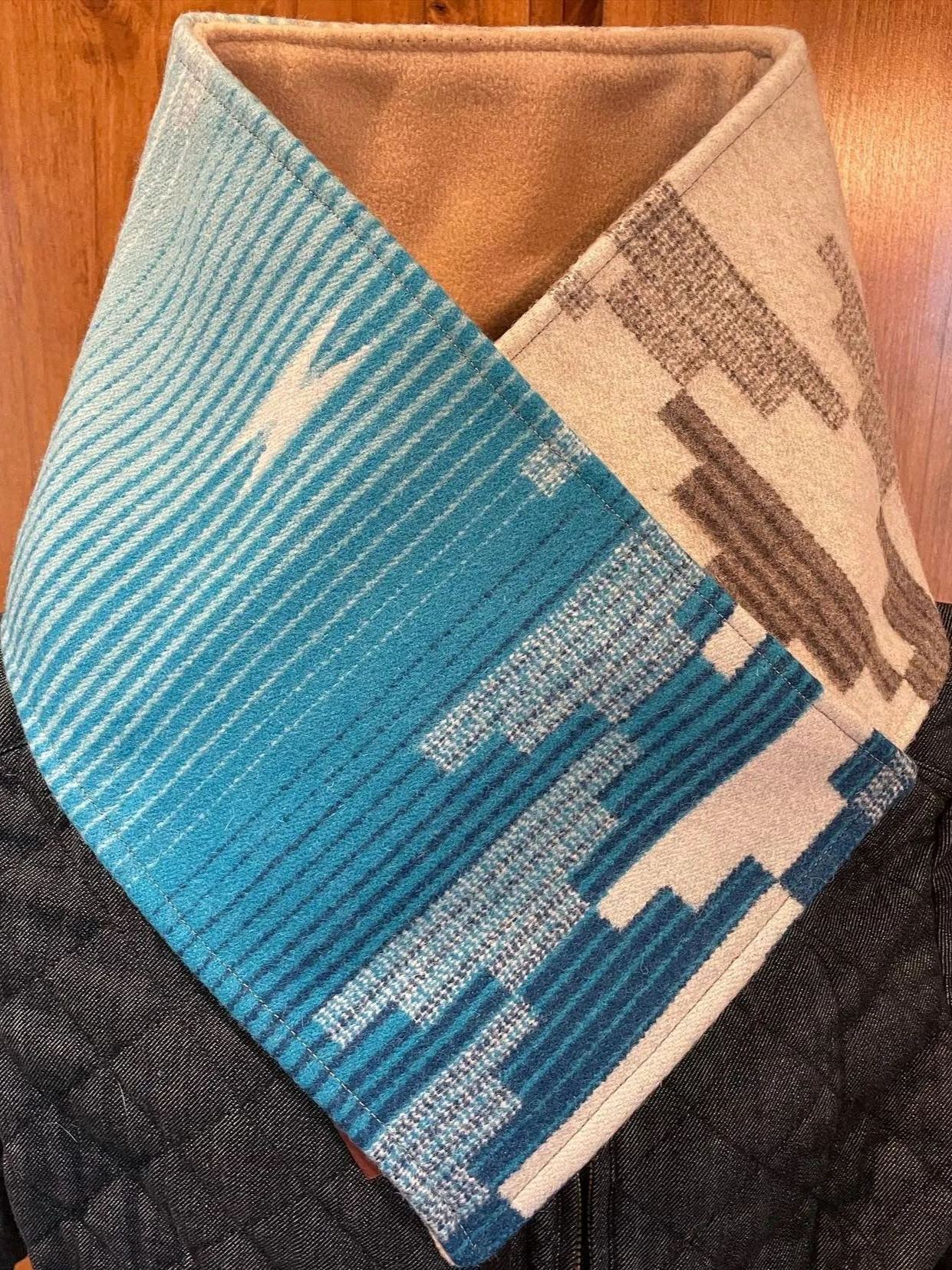 Western Cowboy Blue Aztec Warm Neck Hood