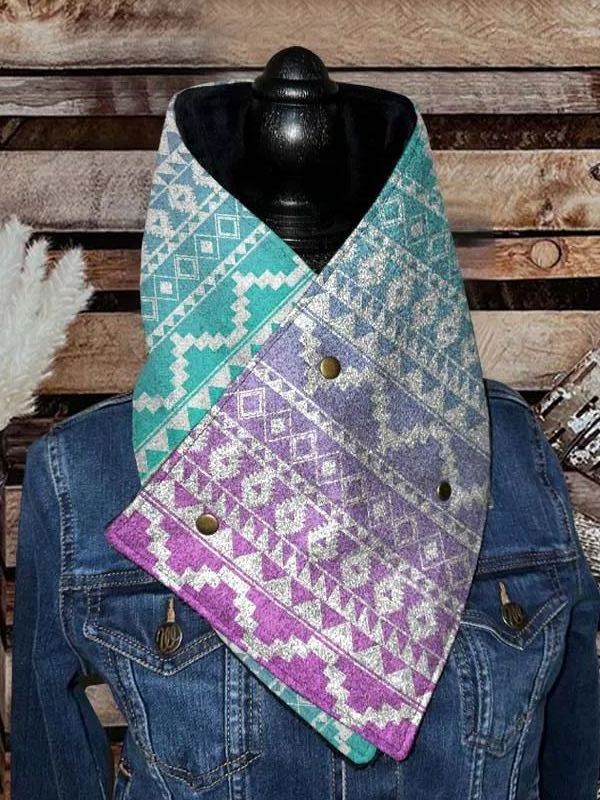 Western Cowboy Purple Aztec Warm Neck Hood