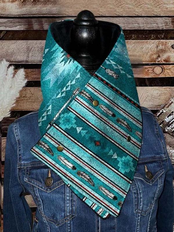 Western Cowboy Blue Aztec Warm Neck Hood