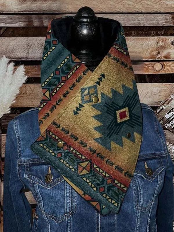 Western Cowboy Blue Aztec Warm Neck Hood