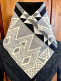 Western Cowboy Gray Aztec Warm Neck Hood
