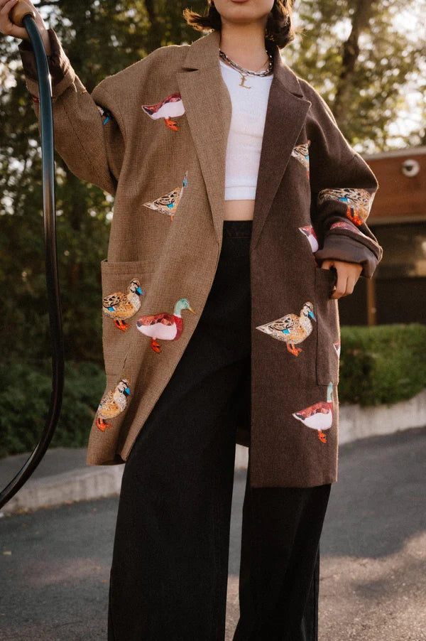 Lucky Duck Half & Half Plaid Coat