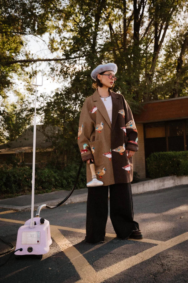 Lucky Duck Half & Half Plaid Coat