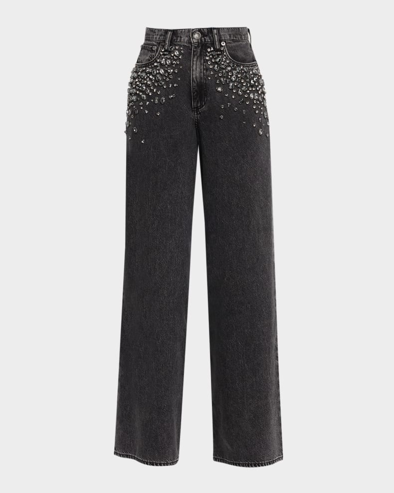 High-Rise Wide Embellished Jeans