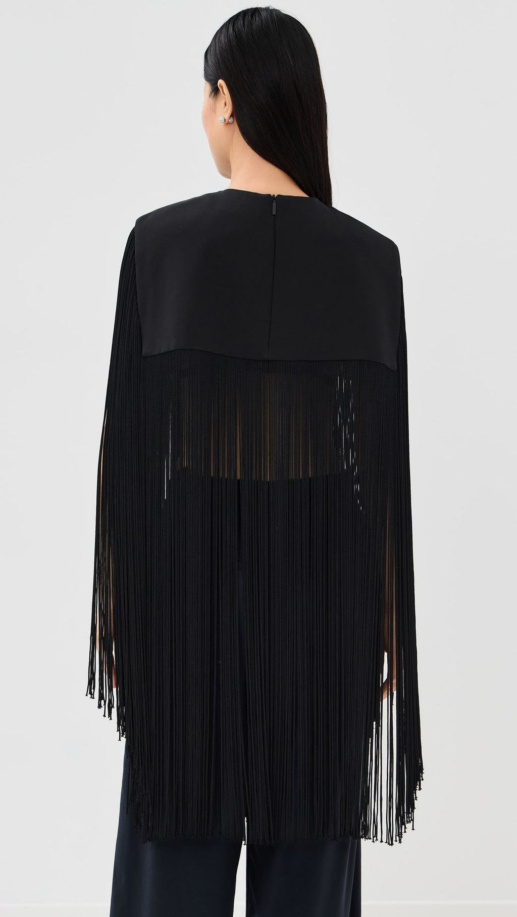 Black Silk Fringe Cape