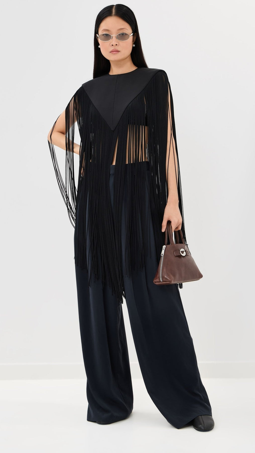 Black Silk Fringe Cape