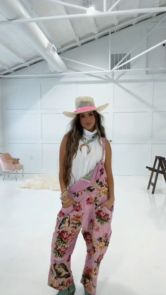 Pink Printed Overalls