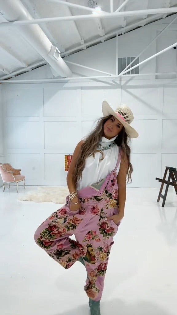 Pink Printed Overalls