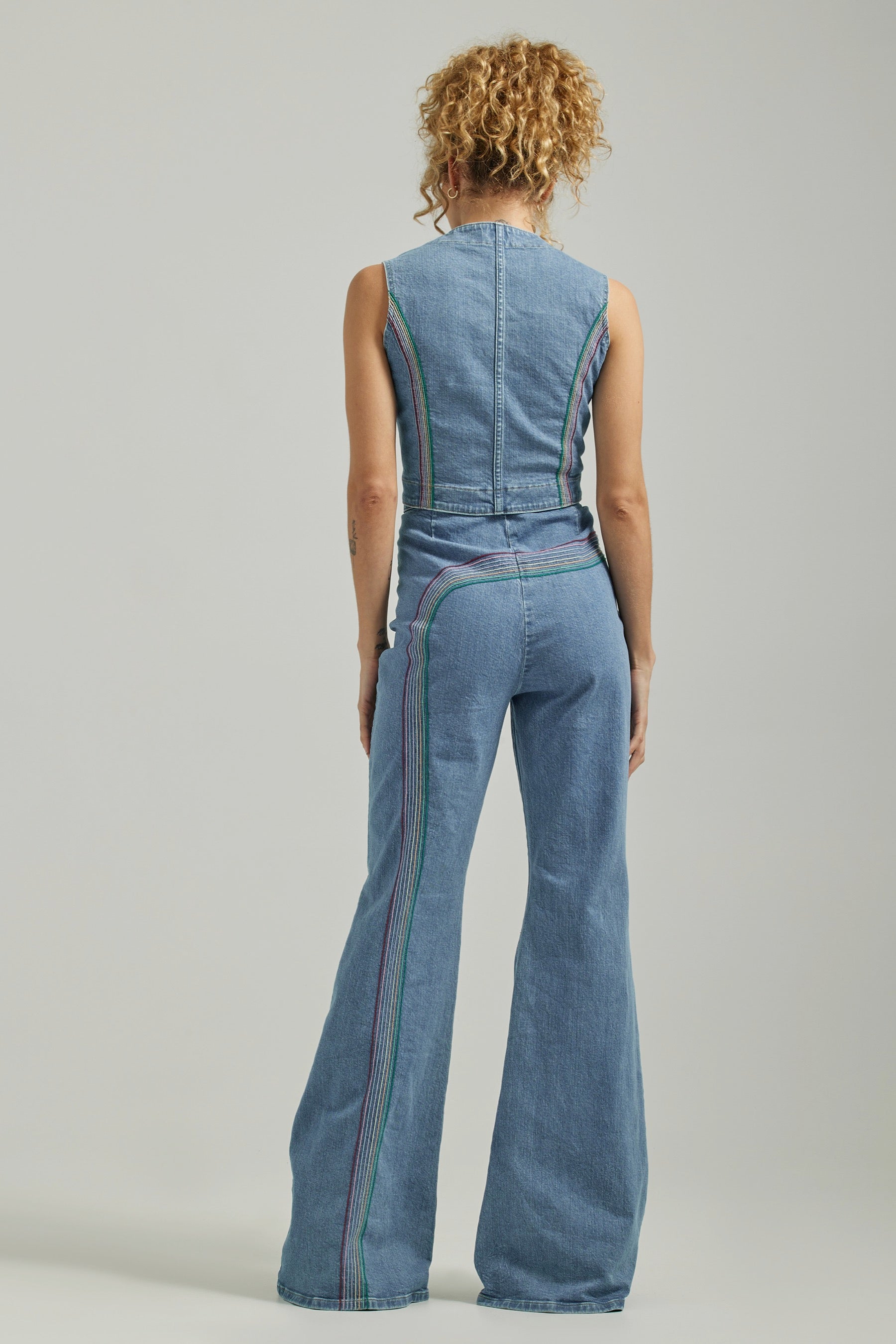 Rainbow Denim Vest Set